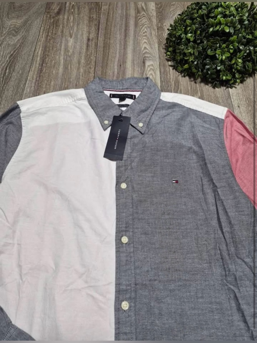 NWT Tommy Hilfiger Shirt Mens S Color Block Striped Long Sleeve Pastel size: S - Picture 3 of 6
